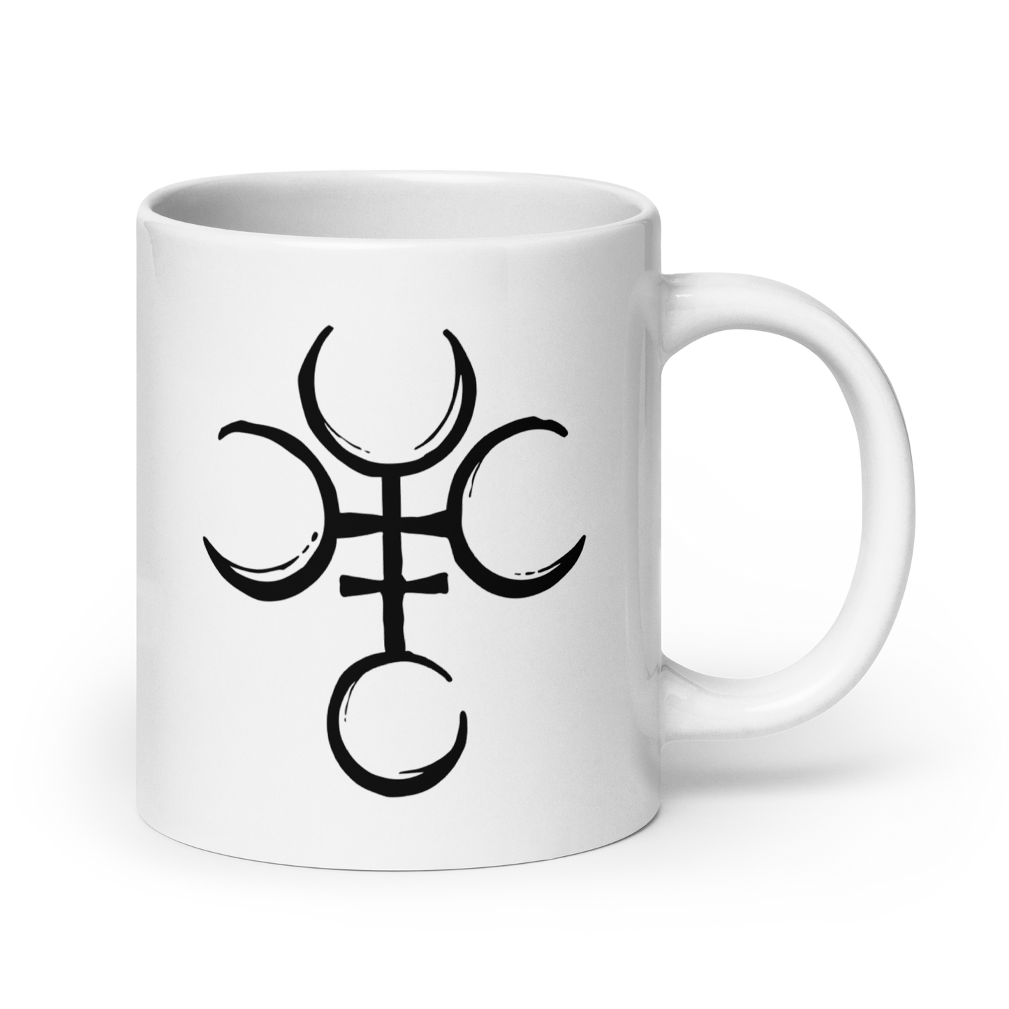 20 oz White Mug with Hecate’s Symbol No Text