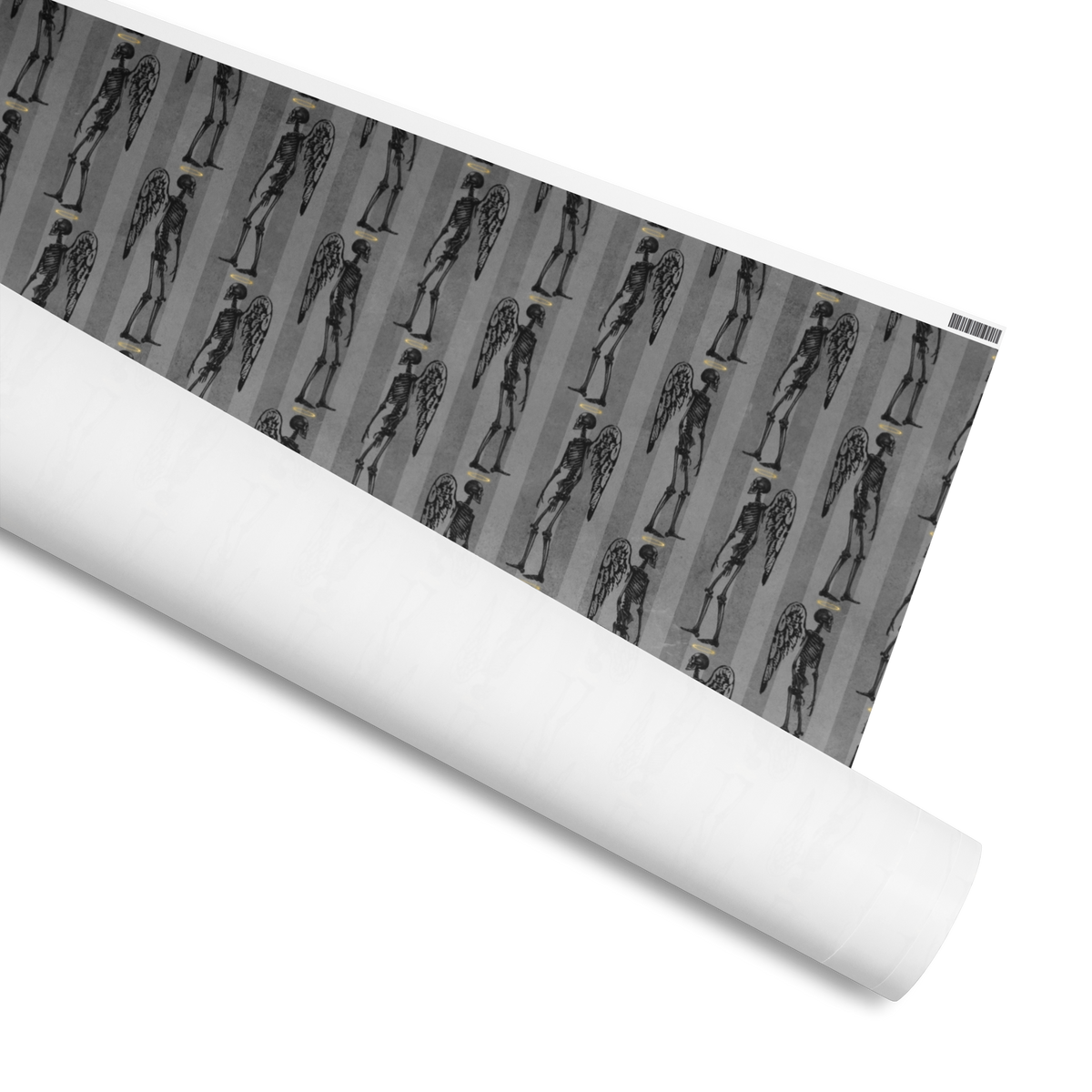 Wrapping Paper with Skeletons with Halos and Wings, , Available in 2 sizes, 30" x 72", 30" x 180" and 2 finishes, matte and glossy