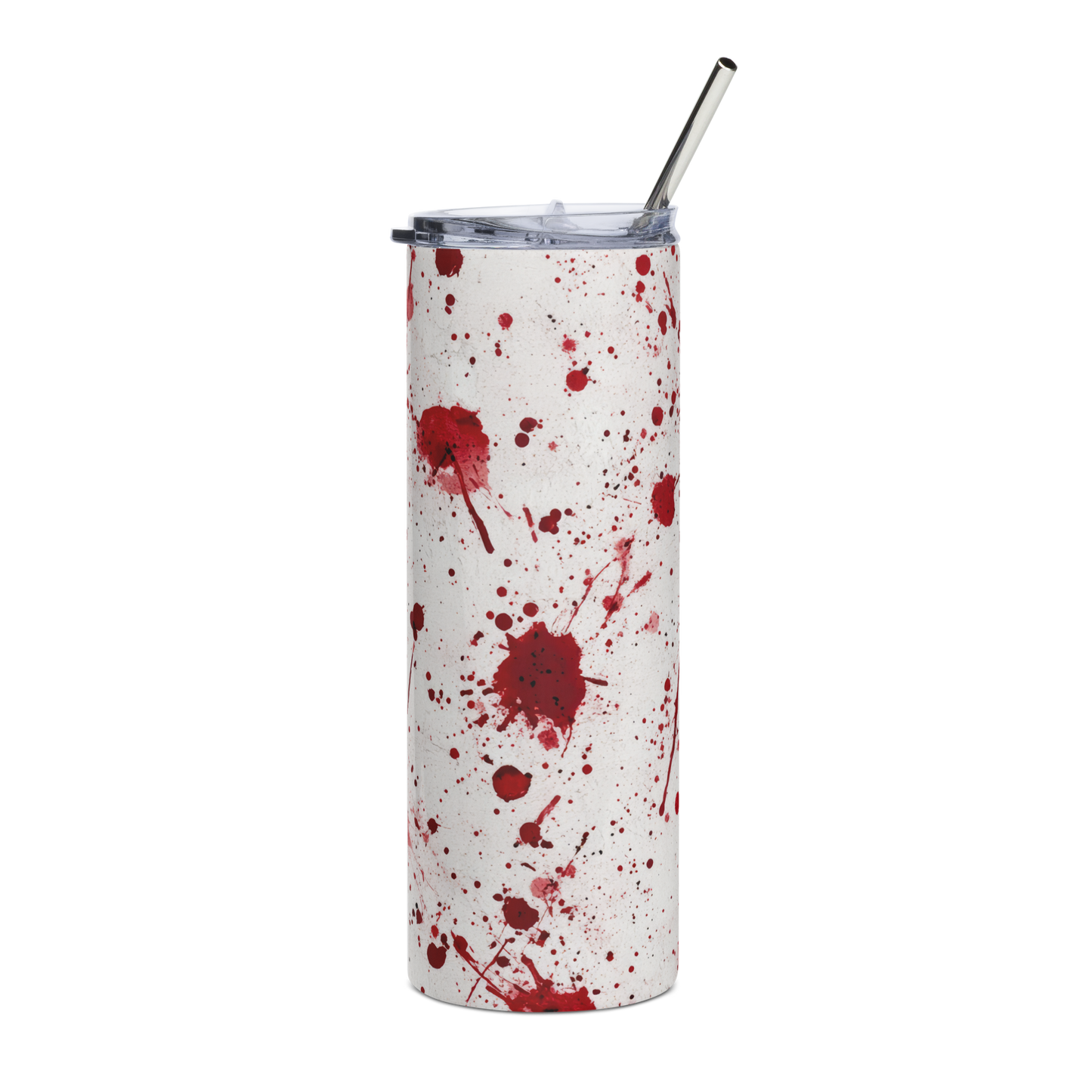 20 oz skinny tumbler, with all over blood splatter 