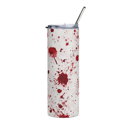 20 oz skinny tumbler, with all over blood splatter 