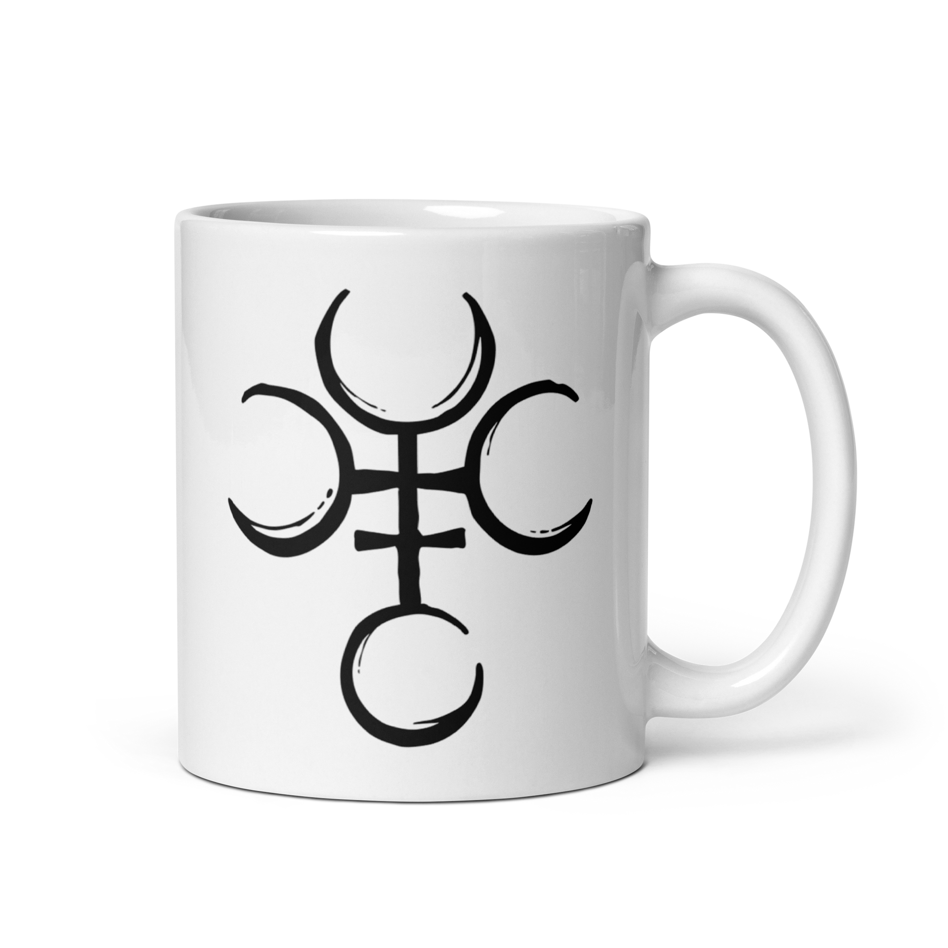 11 oz White Mug with Hecate’s Symbol No Text