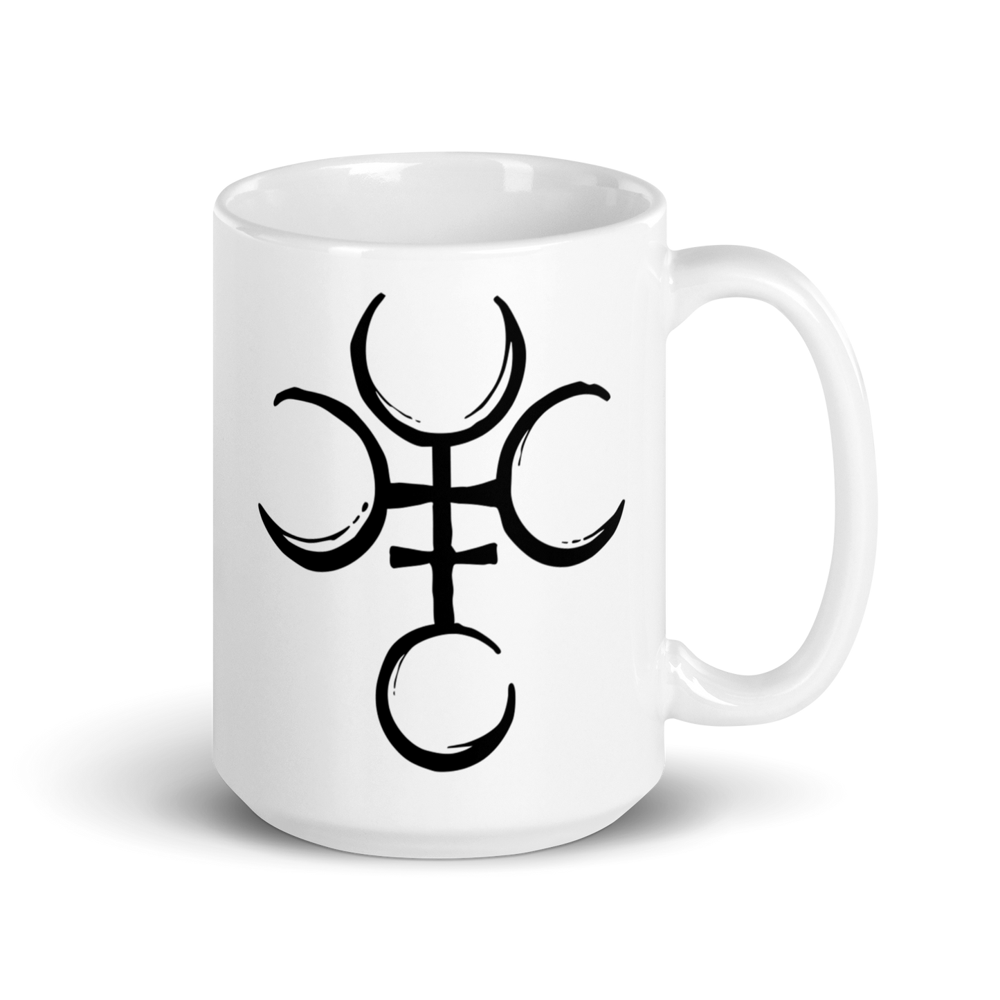 15 oz White Mug with Hecate’s Symbol No Text