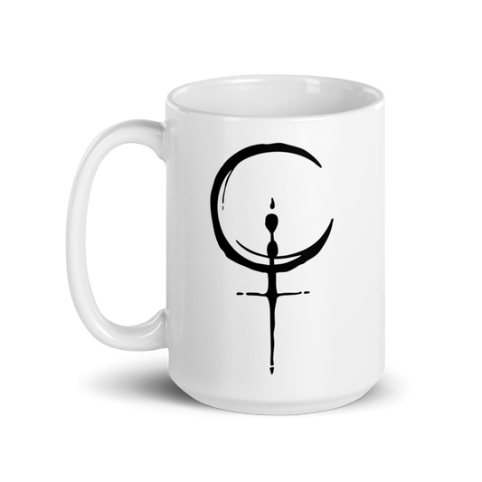 15 oz White Mug with Lilith’s Symbol No Text Printed on both sides