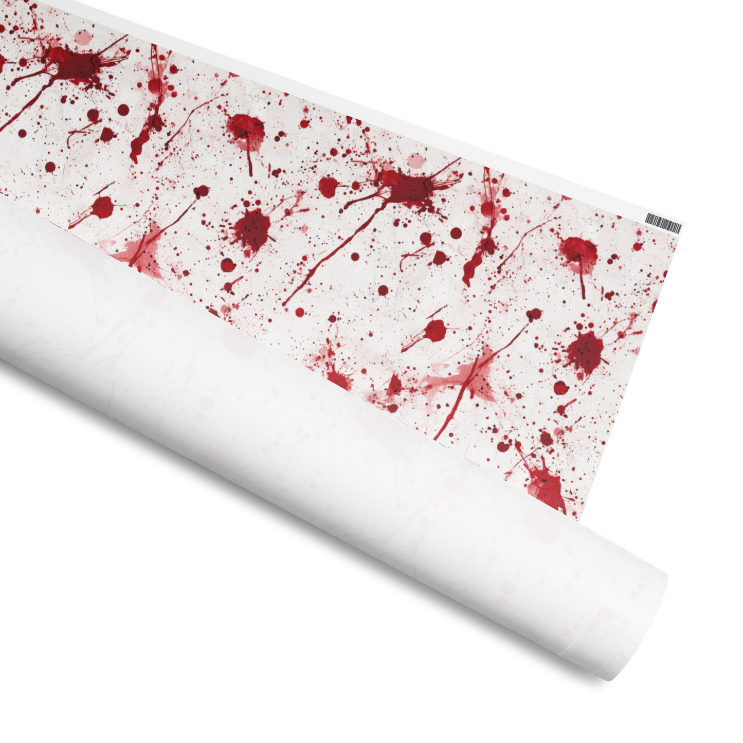 Wrapping Paper, White background with Blood Splatter, Available in 2 sizes, 30" x 72", 30" x 180" and 2 finishes, matte and glossy 