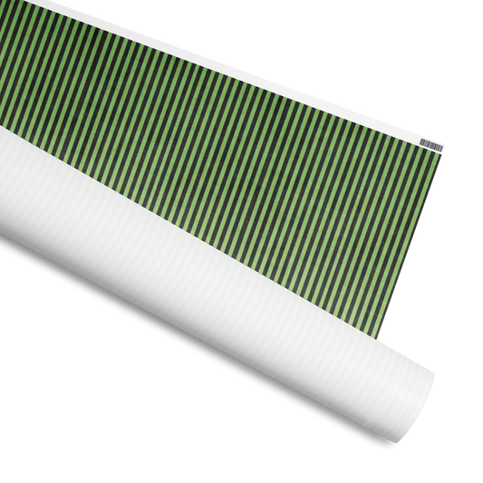 Wrapping Paper, black and green stripes, Available in 2 sizes, 30" x 72", 30" x 180" and 2 finishes, matte and glossy 