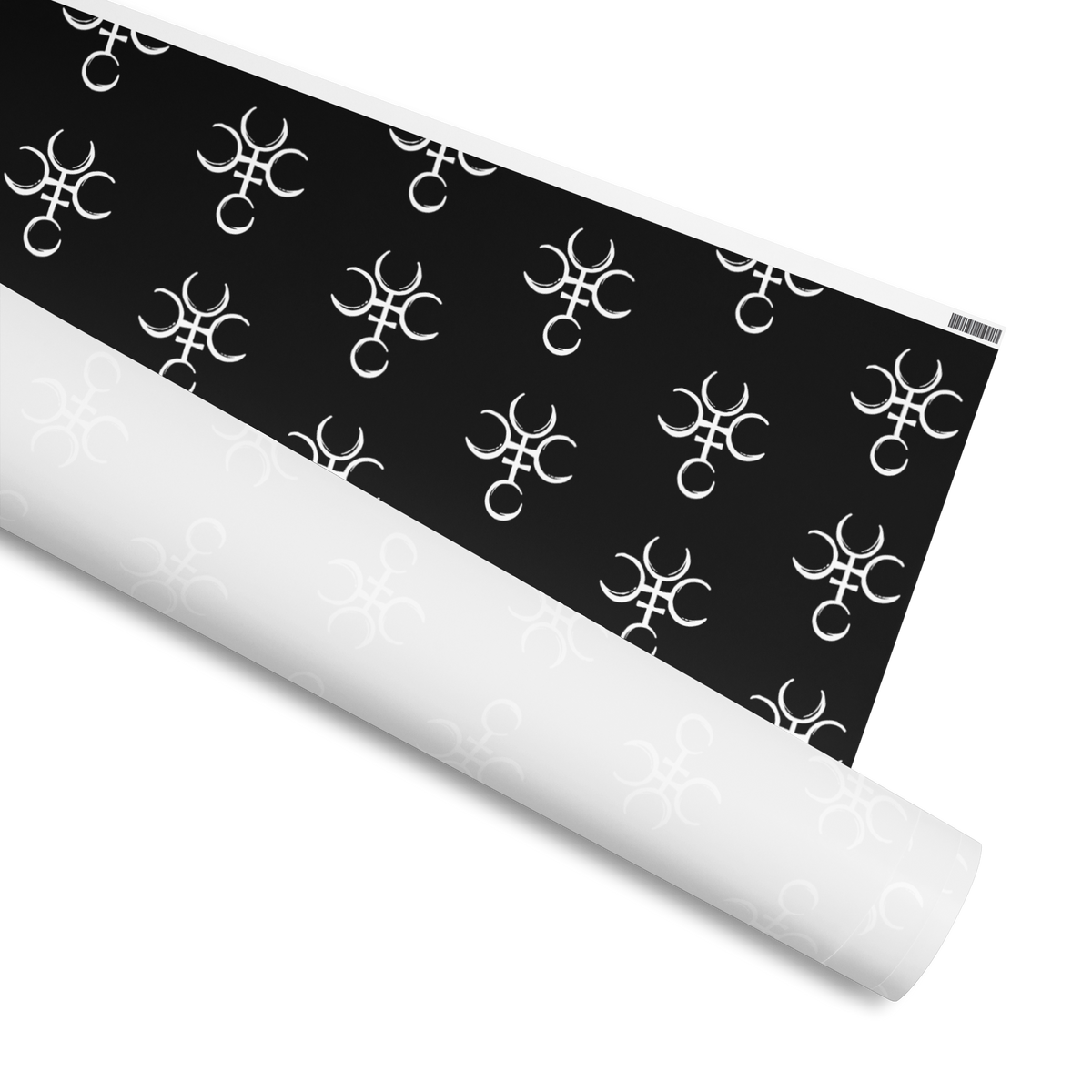 Wrapping Paper of the Symbol of Hecate, Black Background White Symbol, Available in 2 sizes, 30" x 72", 30" x 180" and 2 finishes, matte and glossy 